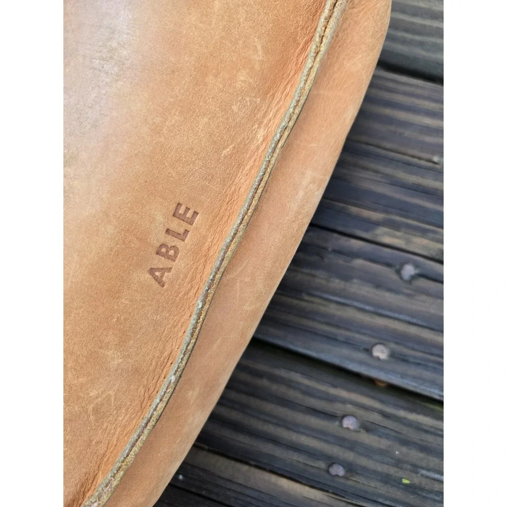 Able Crossbody Bag Leather Camel Distressed Purse Handmade‎